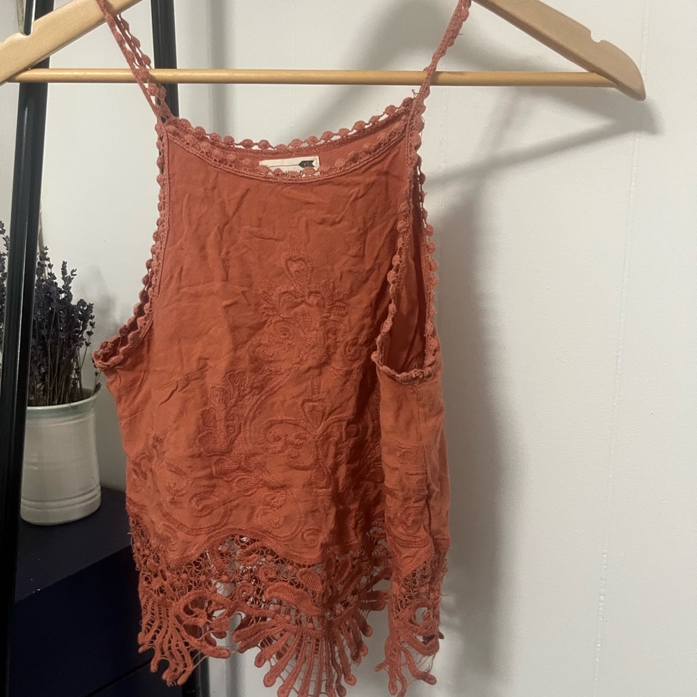La Hearts Terracotta Embroidered Camisole